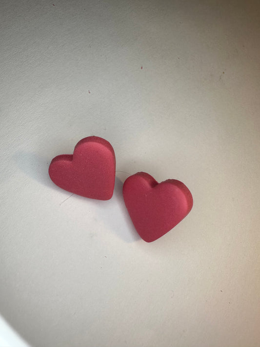 Pink hearts stud polyclay earnings